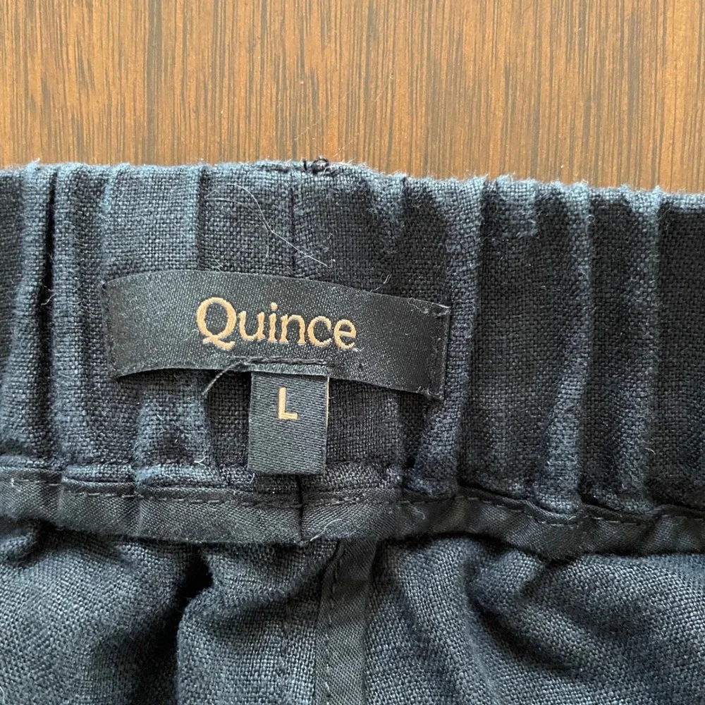 Quince Linen Pants Womens Large Black 100% European Linen Casual Coastal